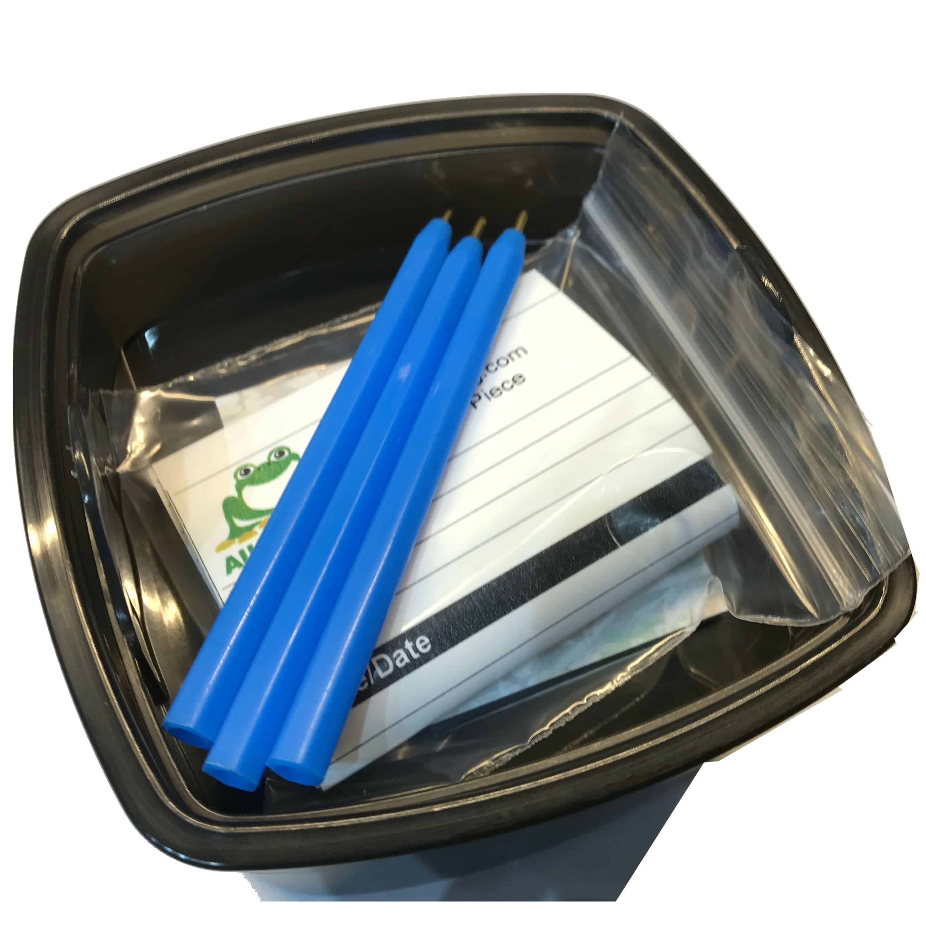 Large Waterproof Quad Clip Lock Black Geocache Container logged and