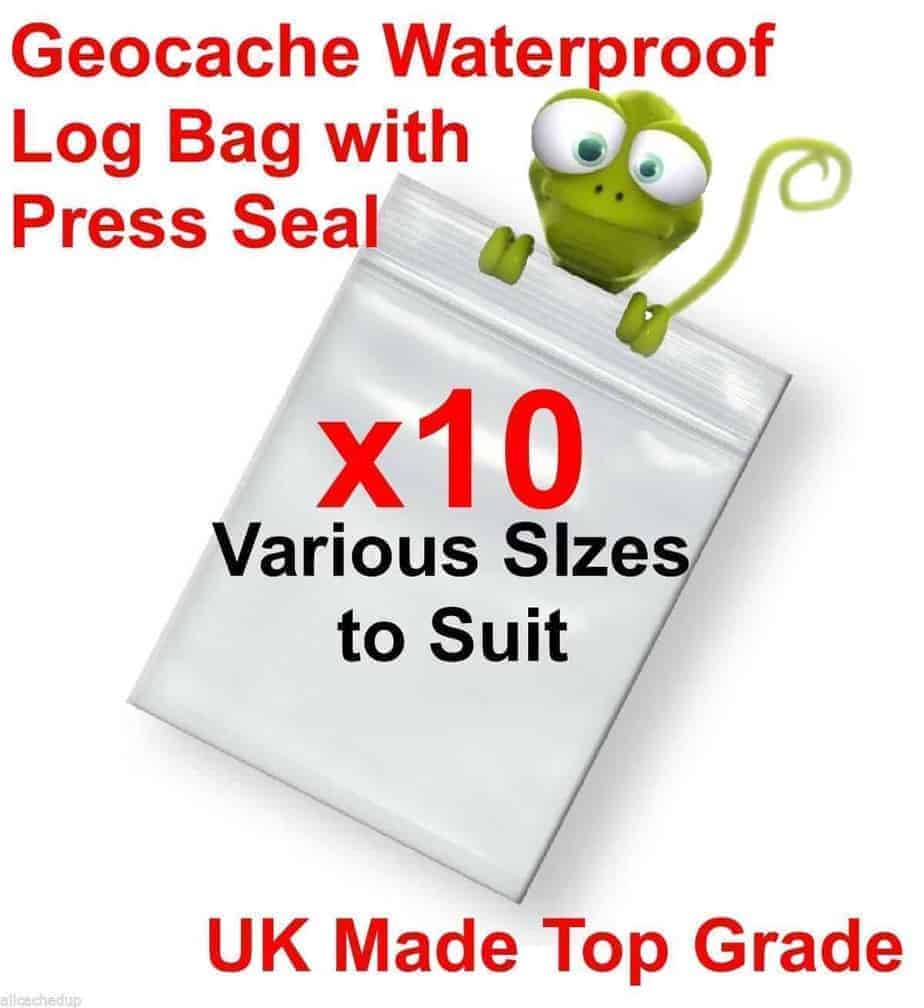 Dieci x geocache sacchetti di plastica per i log/GIORNALI nautici 7 Taglie Grip Seal di alta qualità 