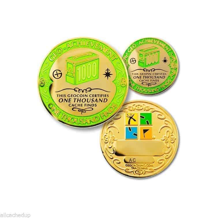Milestone Geocoin and Tag Set 1000 Finds Geocaching Official 