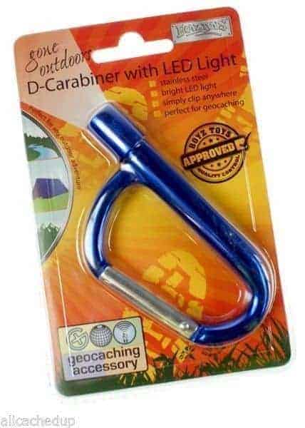 STEEL D CARABINER WITH LED LIGHT GEOCACHING ACCESSORY NEW FREE P&P CLIP ON BELT 