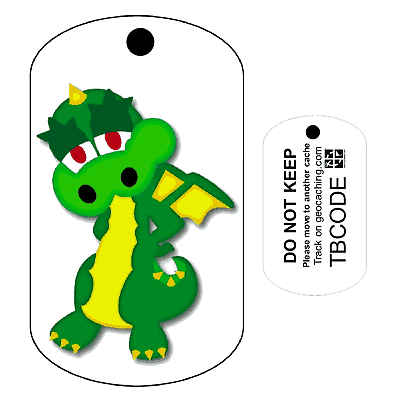 For Geocaching Unactivated Travel Bug Greeny the Dragon Trackable Tag 