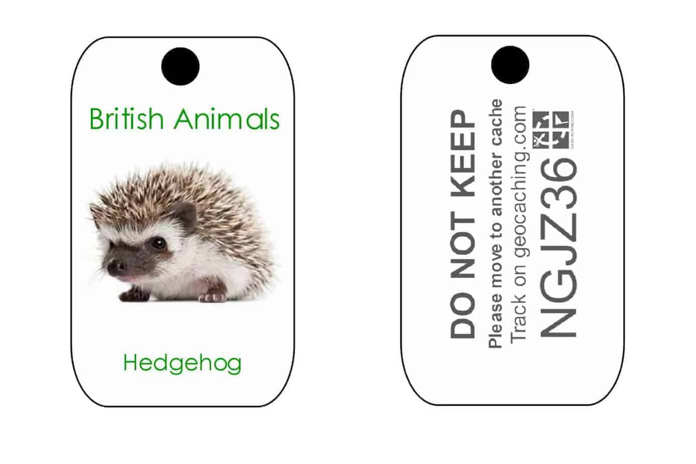 British Animals Trackable Tag for Geocaching series of Tags (like a Travel Bug)