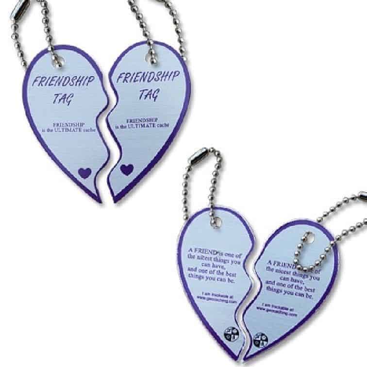 Friendship Tags (Set of 2) Purple (Travel Bug) For Geocaching - Trackable Tags