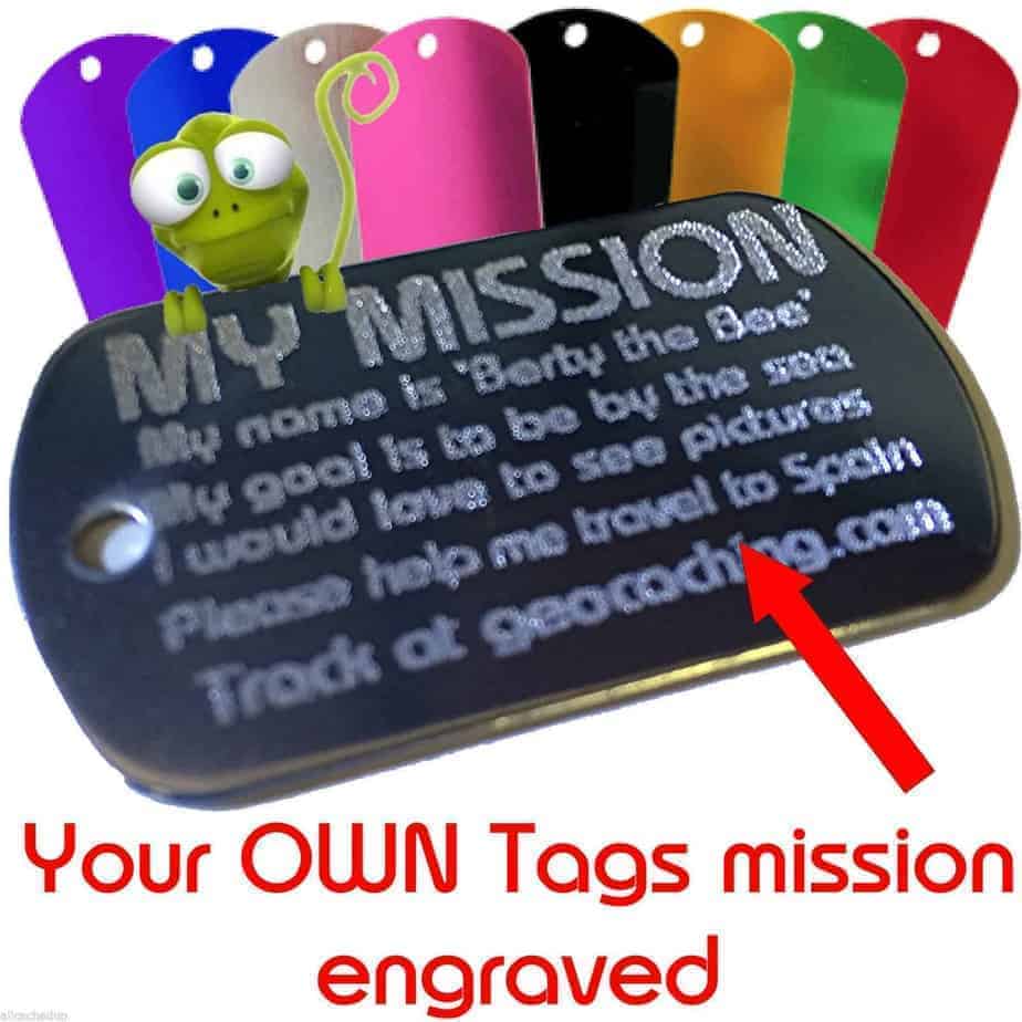 Mission, Buddy or Goal Tag for ANY Geocache Trackable Tag *Your OWN Goal marked* - Image 3