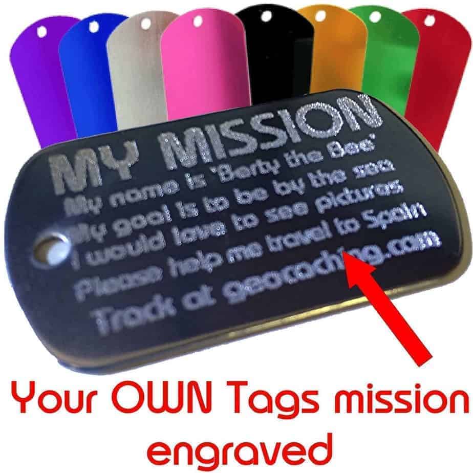 Mission, Buddy or Goal Tag for ANY Geocache Trackable Tag *Your OWN Goal marked* - Image 6