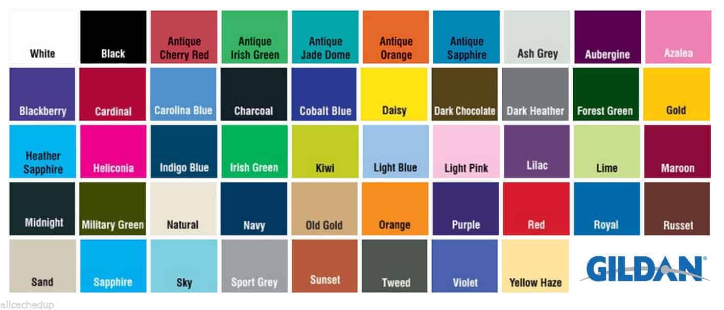 Gildan Shirt Color Chart 2019