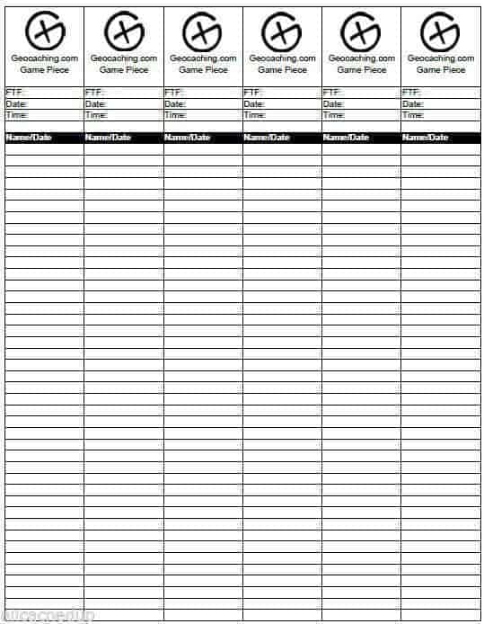 Printable Geocaching Log Book