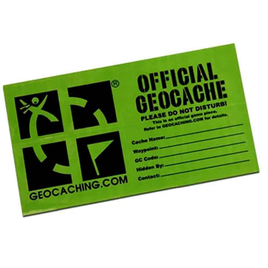 Medium Official Geocache Cache Label Sticker with a permanent adhesive